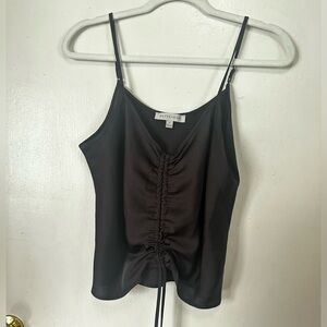 Ruched Black Tank Top